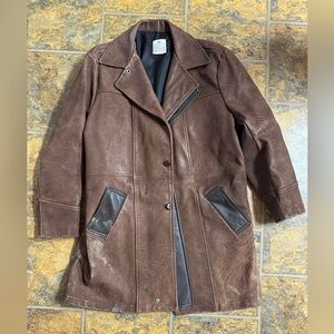 Mid Western Genuine Leather Sport Togs Coat Jacket Size Large Button Berlin, WI